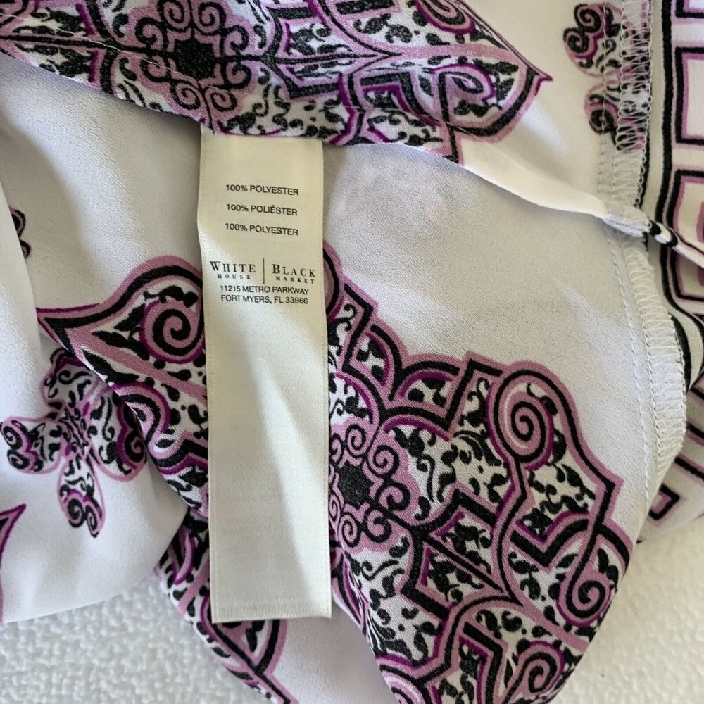 White House Black Market XS Petites Pink White Sleeveless Asymmetrical Top - Picture 7 of 8